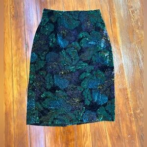 Vintage Worthington Velvet Burnout Pencil Skirt Jewel Tone Floral Size 10